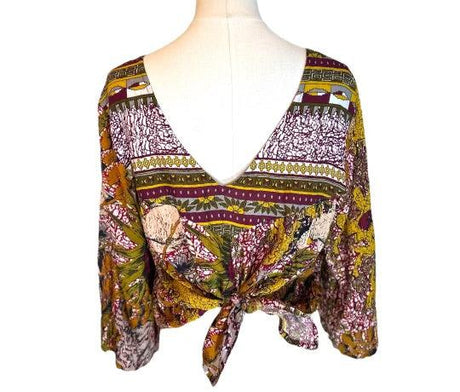 Raga Fall Fleri Front Tie Womens Top Size Small