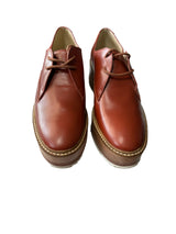 Zara Women Wooden Platform Burgundy Vintage Oxfords Size 7*