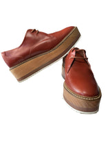 Zara Women Wooden Platform Burgundy Vintage Oxfords Size 7*