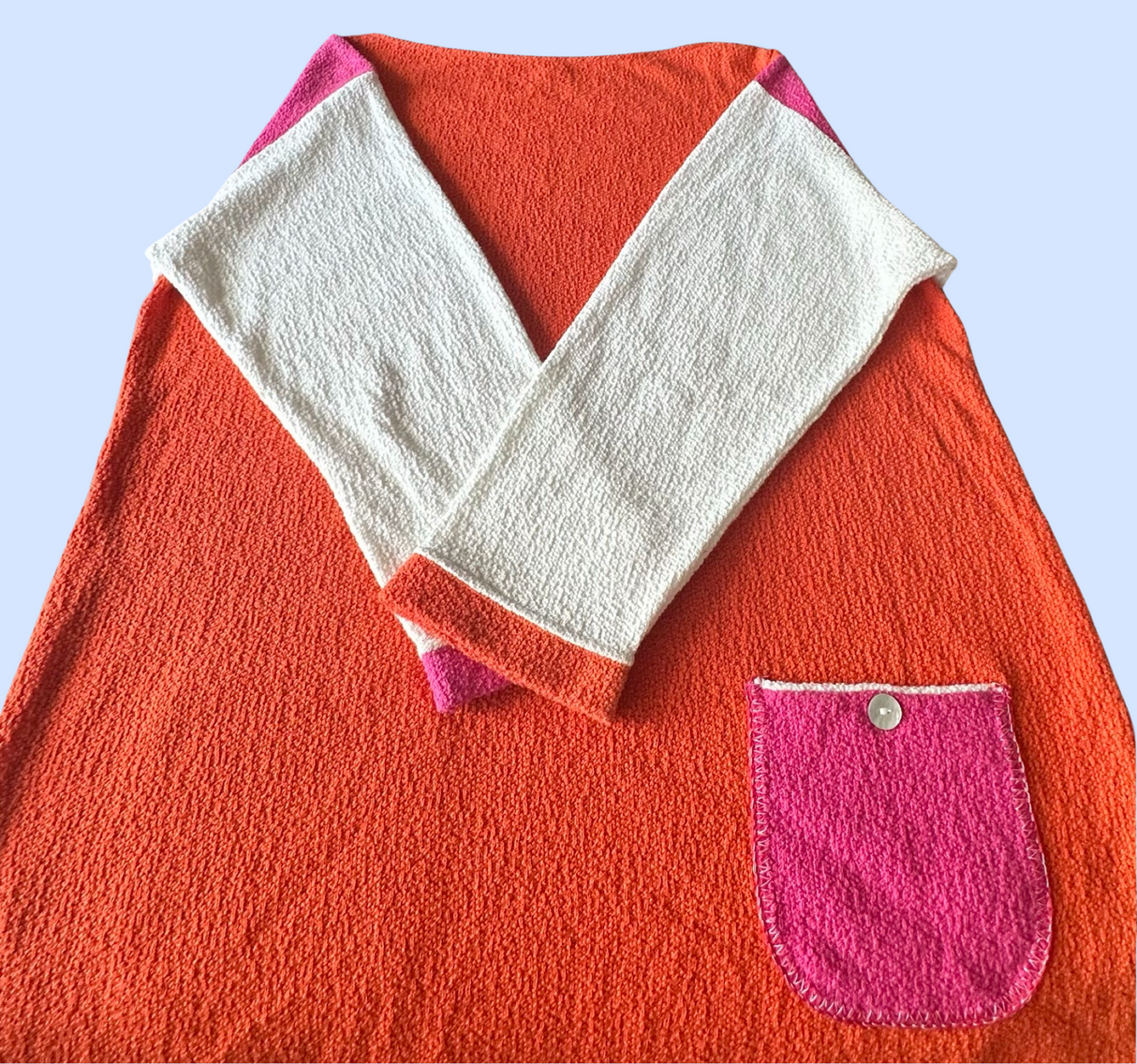 Handmade Tropical Smoothie Colorblock Terry Cloth Beach Cover Up Shirt