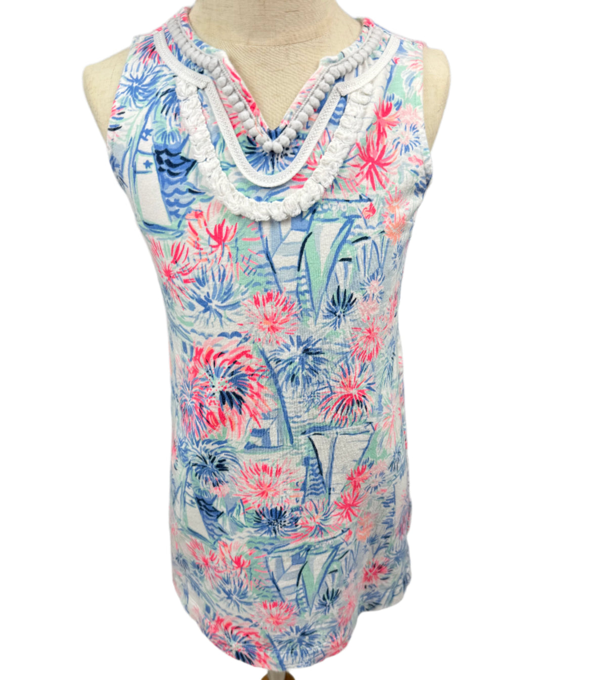 Lilly Pulitzer Mini Harper Sailboats Youth Girls Cotton Preloved Sun Dress Size Small*