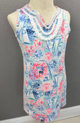 Lilly Pulitzer Mini Harper Sailboats Youth Girls Cotton Preloved Sun Dress Size Small*