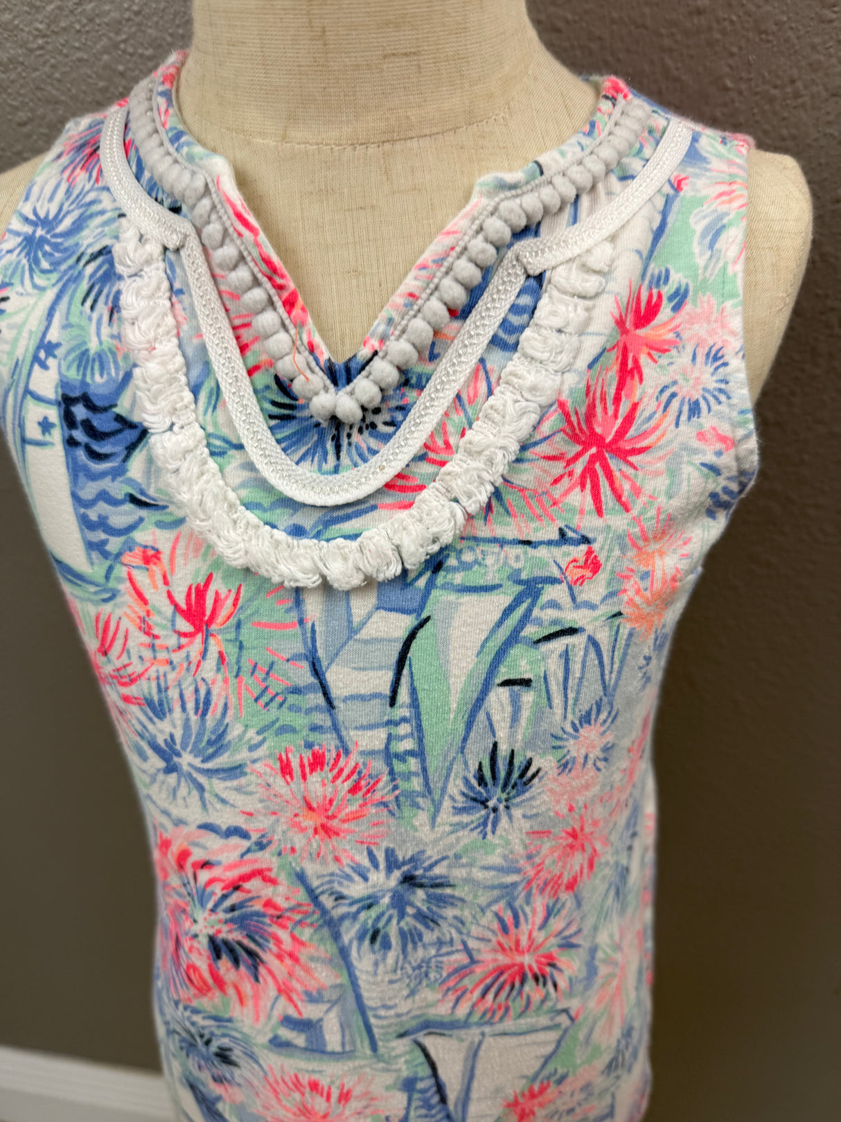 Lilly Pulitzer Mini Harper Sailboats Youth Girls Cotton Preloved Sun Dress Size Small*