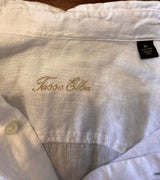 Tasso Elba White 100% Linen Mens Preloved Shirt*