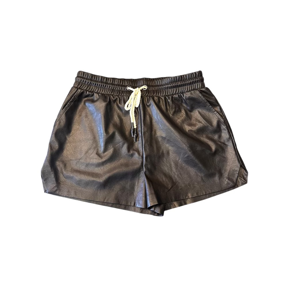 Revolve Philanthropy Womens Black Metallic Faux Leather Shorts Size XL