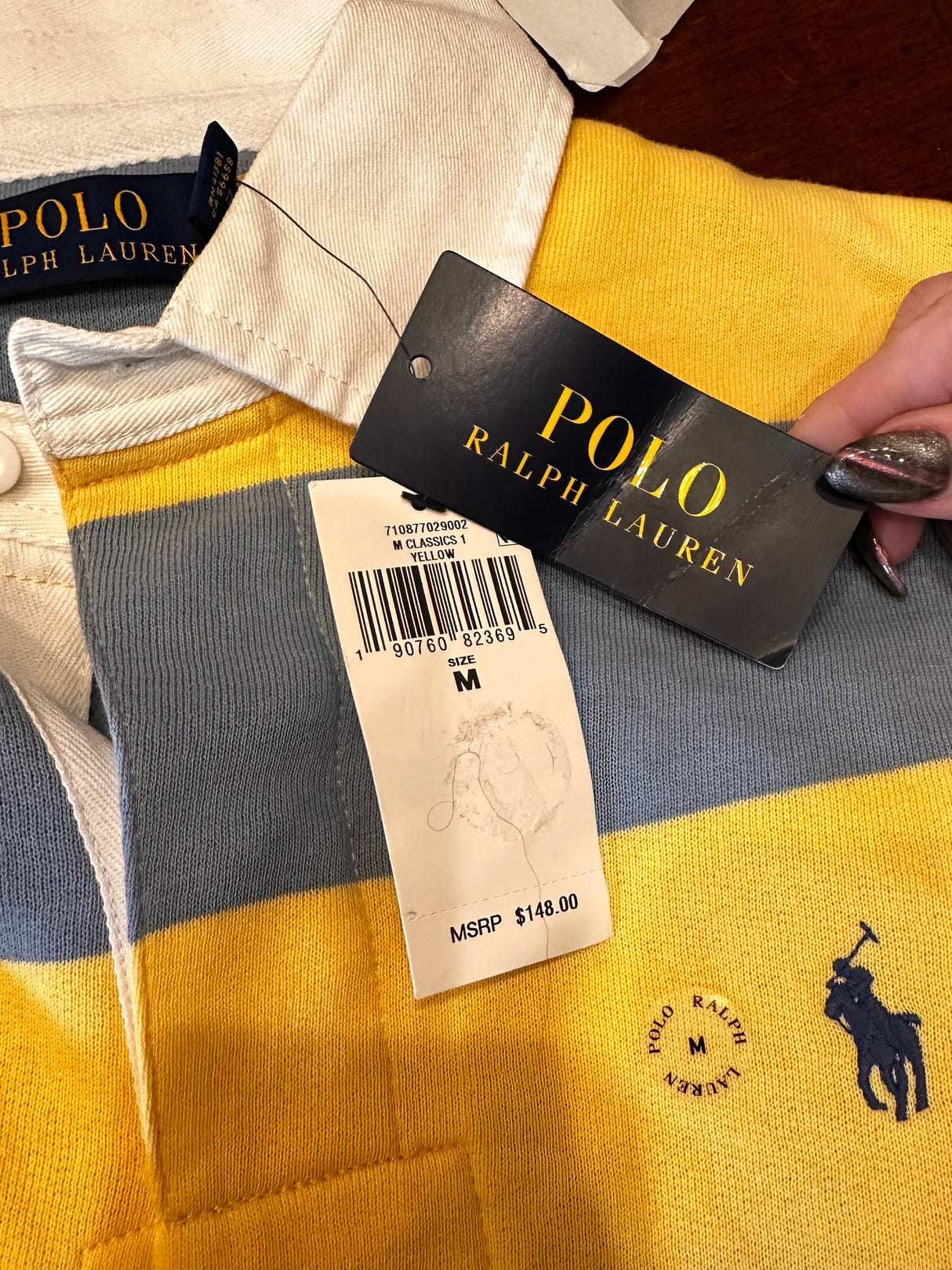 Polo Ralph Lauren The Iconic Striped Rugby Front Pocket Size Mediium