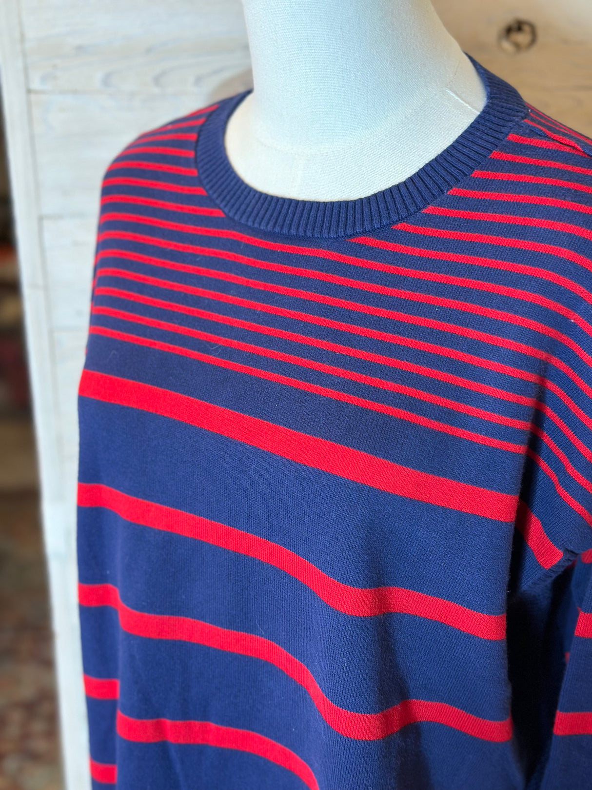 Vineyard Vines Blue Red Striped Womens Crewneck Preloved Sweater*