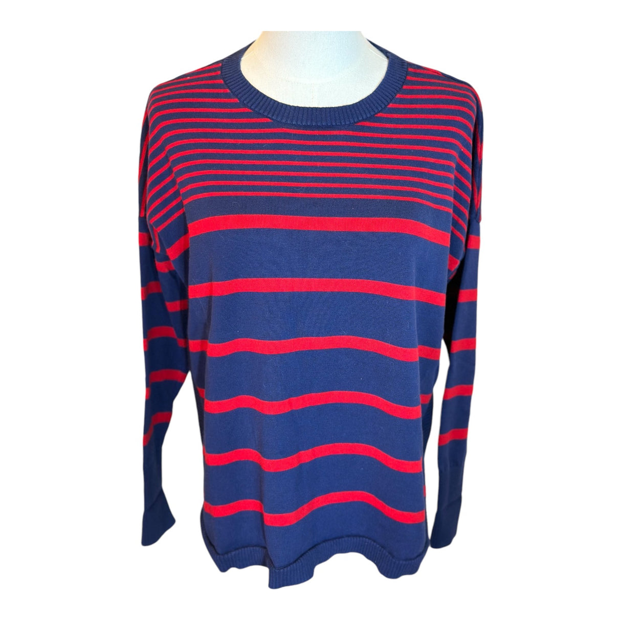 Vineyard Vines Blue Red Striped Womens Crewneck Preloved Sweater*