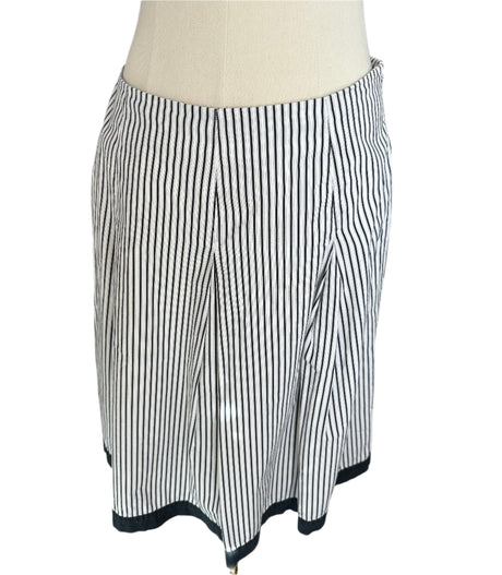 Talbots 100% Cotton Lined Black & White Preloved Striped Skirt Size 10*