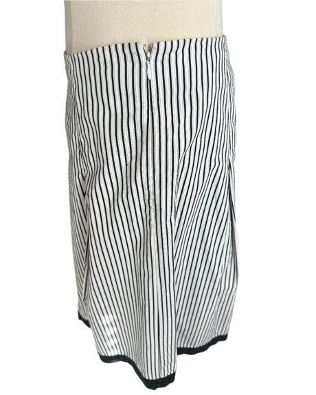 Talbots 100% Cotton Lined Black & White Preloved Striped Skirt Size 10*