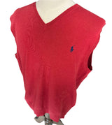 Polo Ralph Lauren Red Mens 100% Pima Cotton Sweater Vest Vintage Size XL*