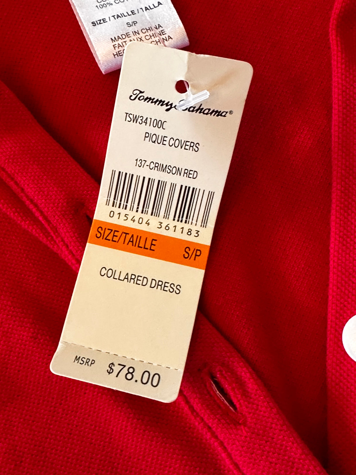 Tommy Bahama Crimson Red Collared Dress Size Small New