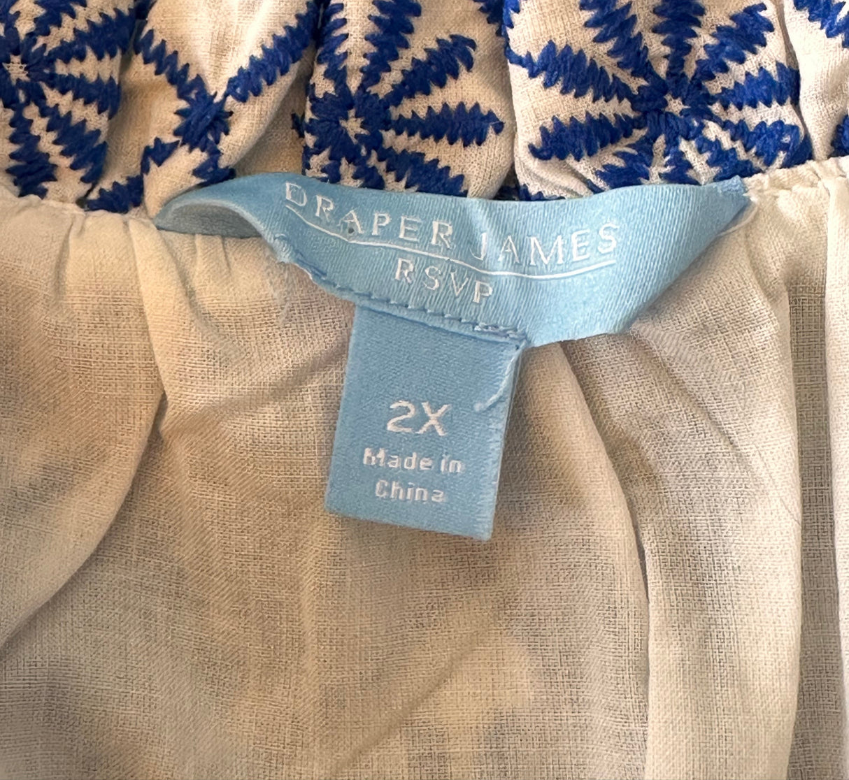 Draper James RSVP Blue & White Tiered Dress Size 2X New