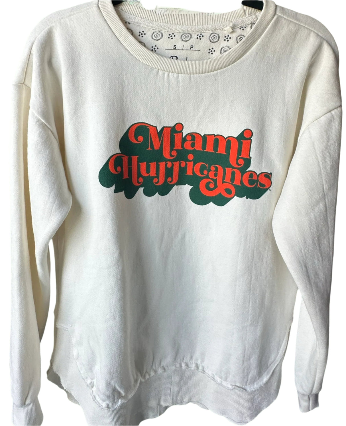 Press Box Miami Hurricanes Retro Womens Crew Neck Size Small