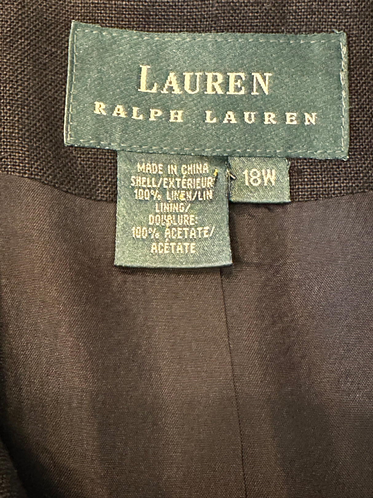 Lauren by. Ralph Lauren 100% Linen Vintage Preloved Blazer Size Plus 18W*