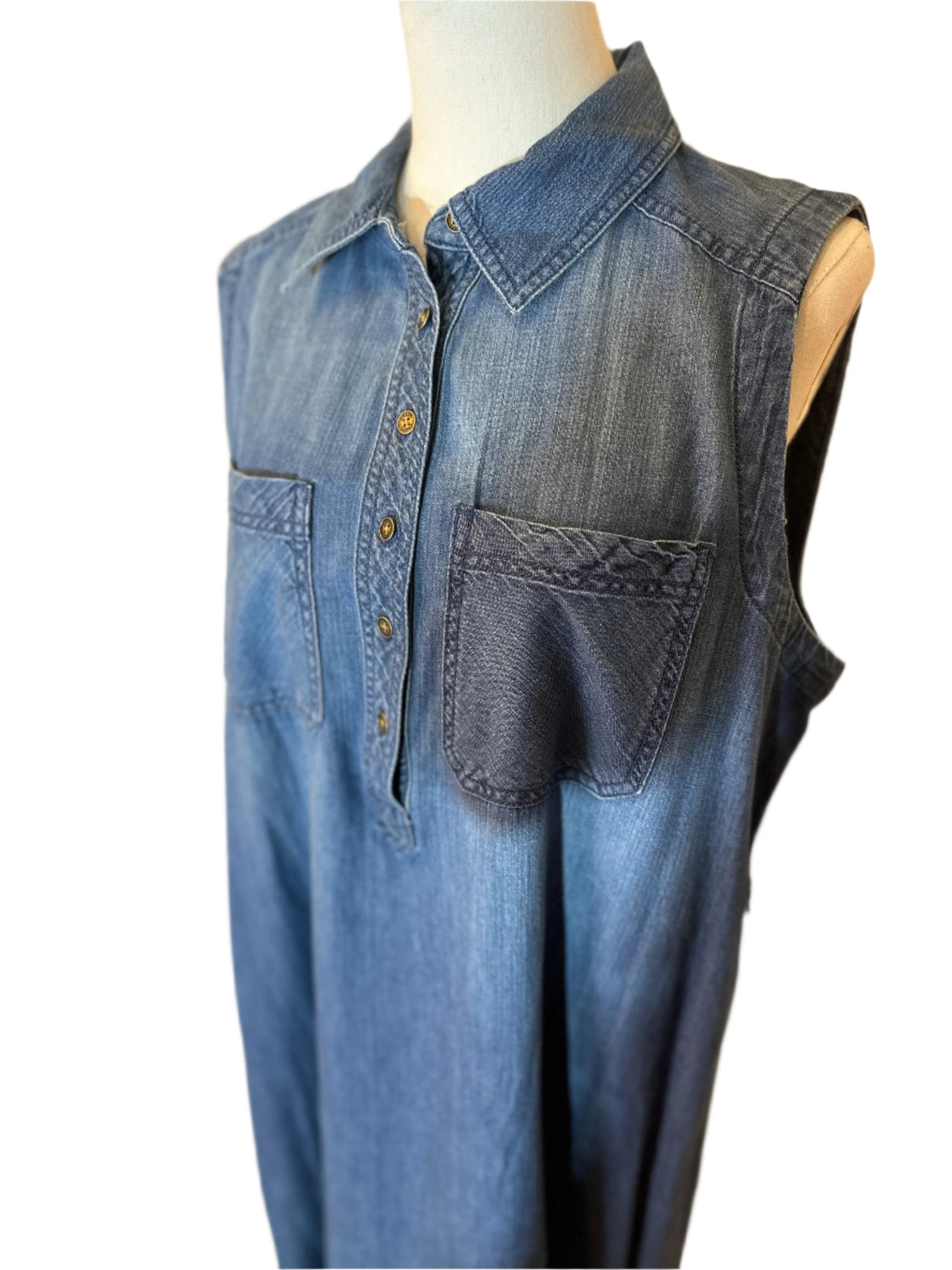 Chaps Vintage Womens Preloved Denim Dress Size XL *