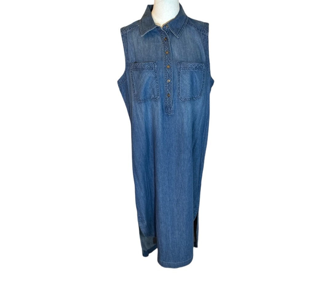 Chaps Vintage Womens Preloved Denim Dress Size XL *