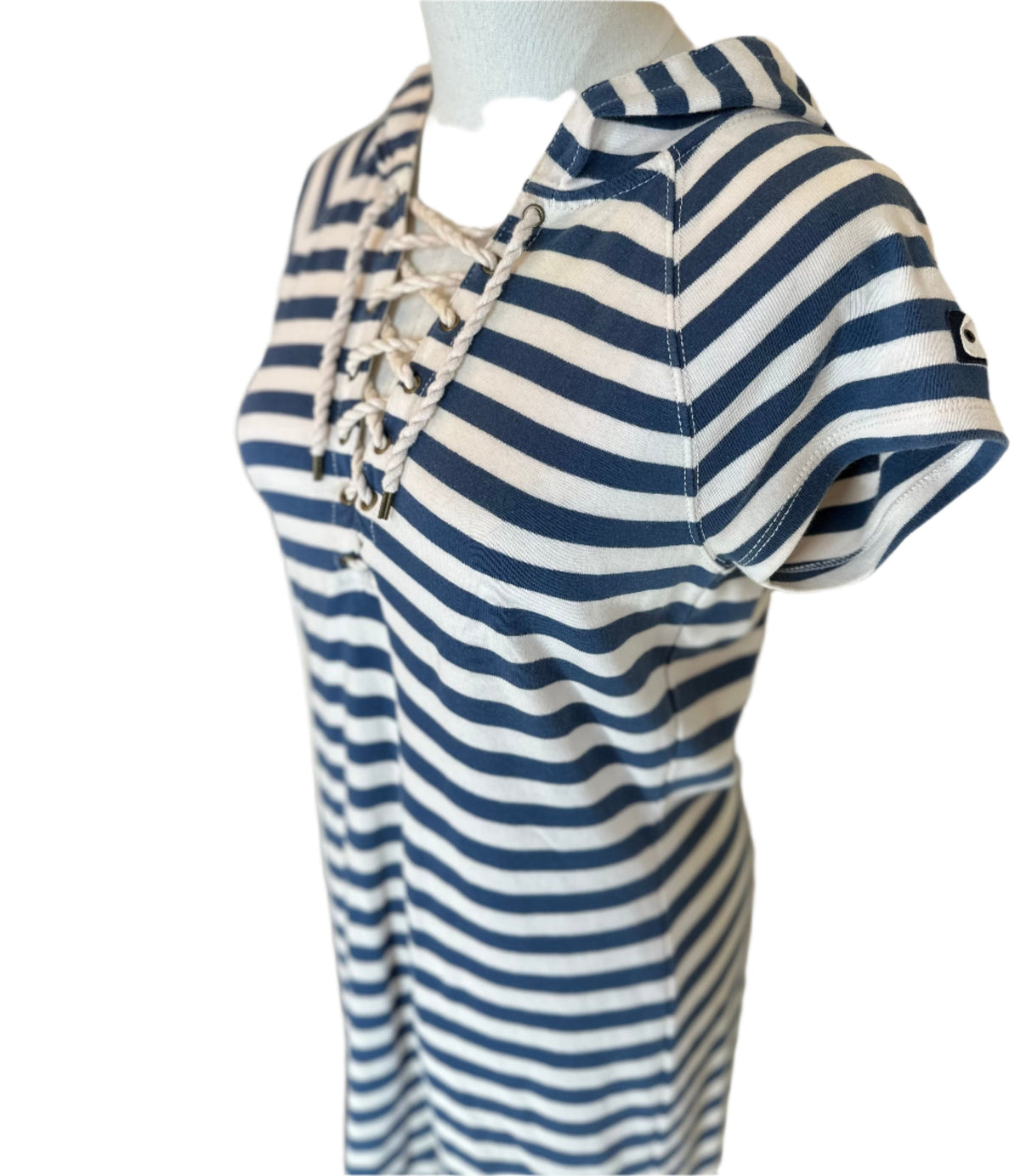 LRL Lauren Jeans Co. Womens Vintage Striped Jersey Dress Size Small Petite*