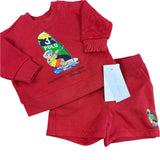 Ralph Lauren WindSurfing Polo Bear Toddler 2 Piece Short Set Red Size 3 Mos