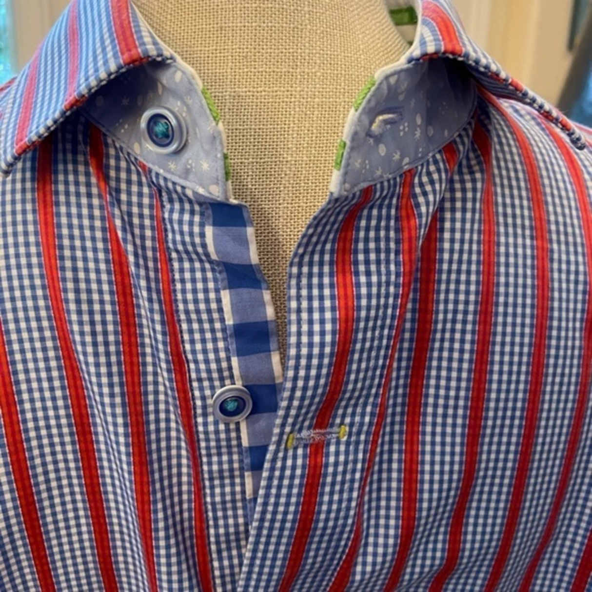 Robert Graham Striped French Pattern Cuffs Mens Size Large*