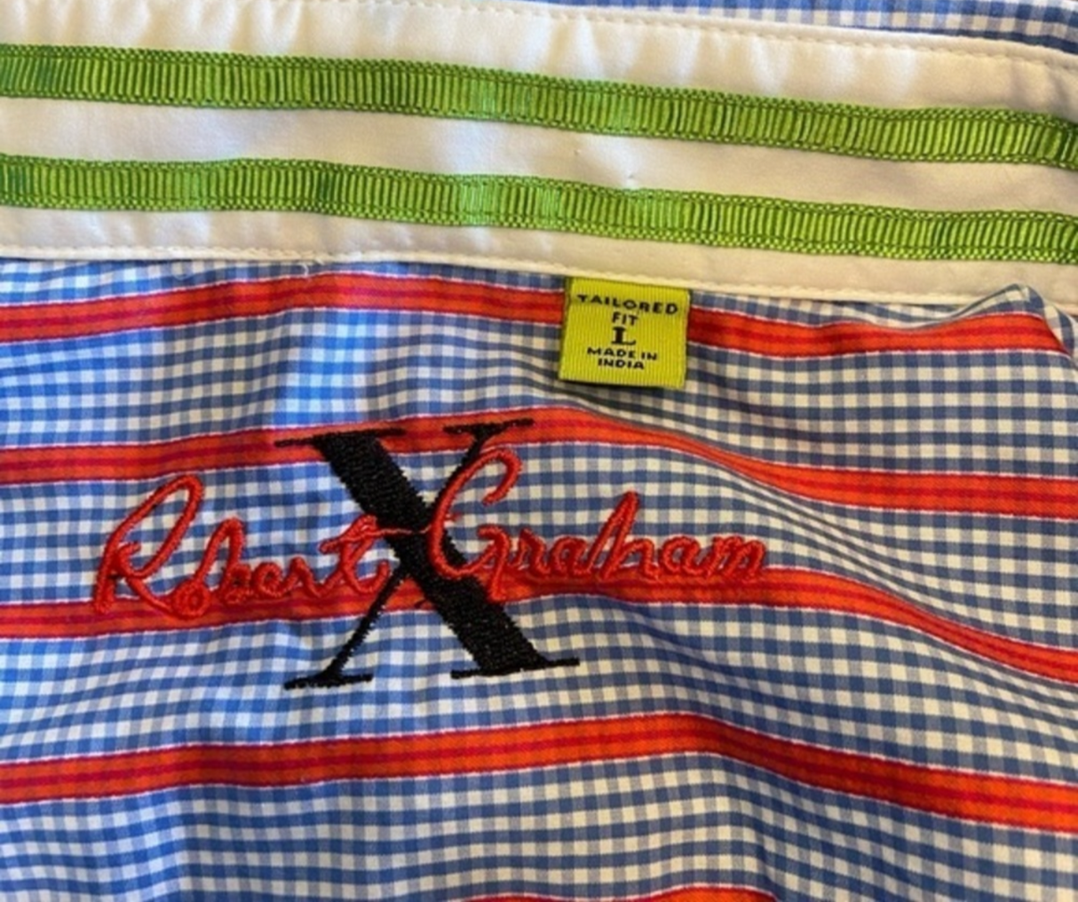 Robert Graham Striped French Pattern Cuffs Mens Size Large*