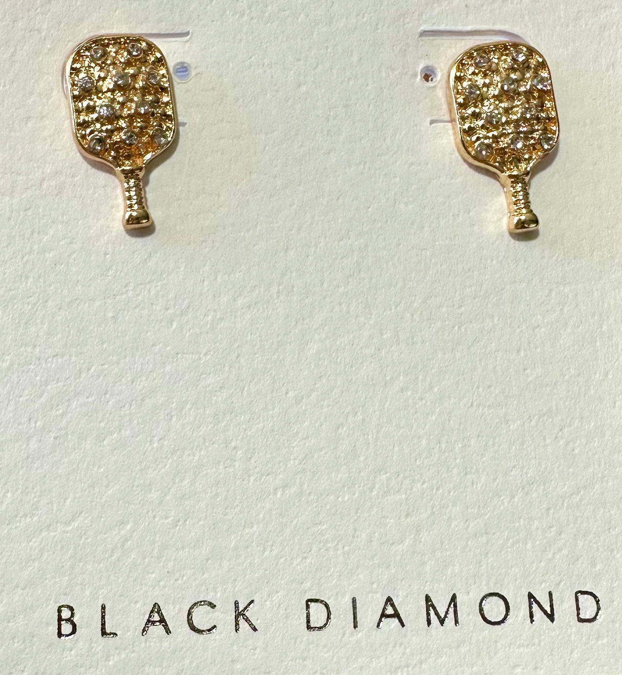 Black Diamon Preppy Poolside Mini Gold Pickleball Earrings