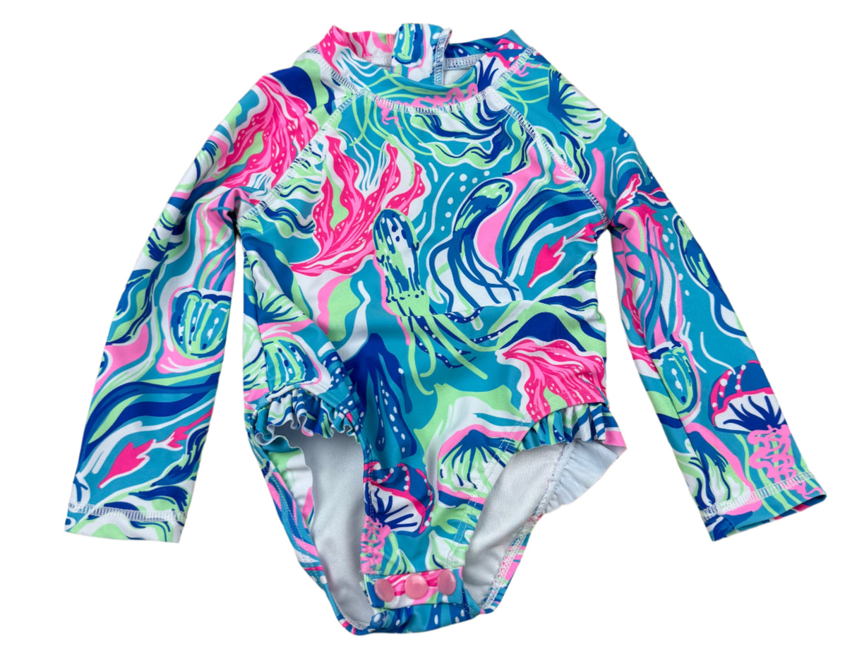 Tommy Bahama Surf Long Sleeve Toddler Girls Preloved Swim Suit 12 mos*