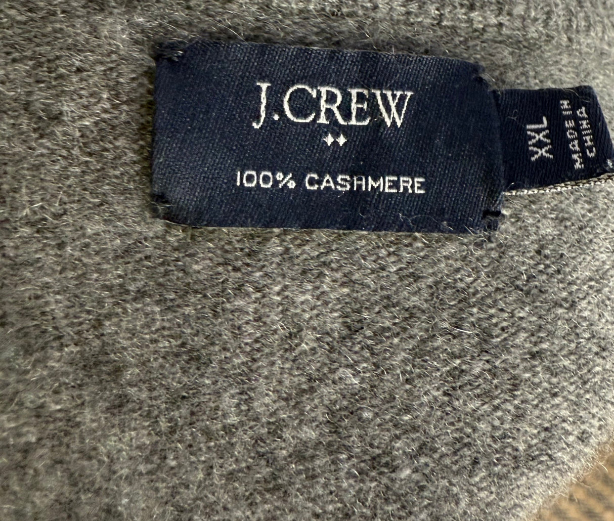 J. Crew 100% Cashmere Grey Vintage Crew Neck Mens Sweater Size XXLarge*