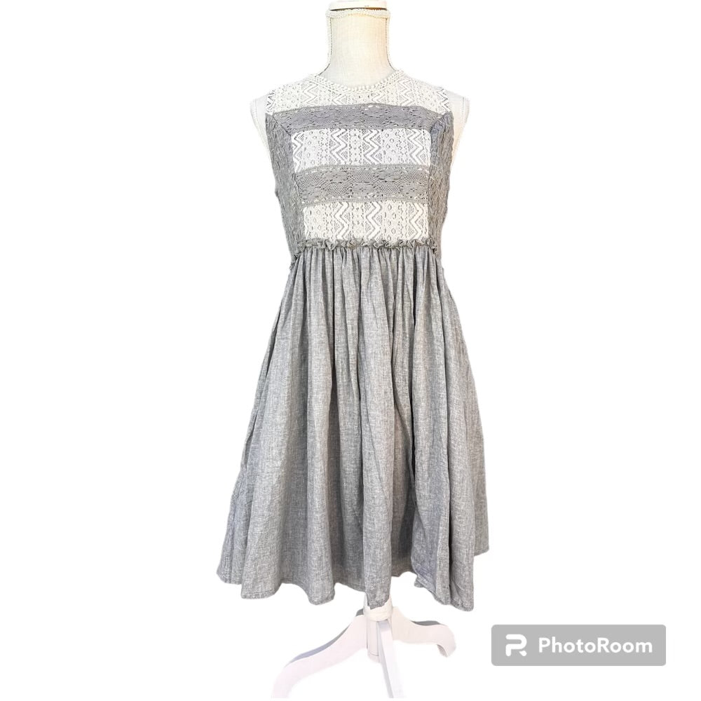 Ryu Creme and Grey Lace Womens Dress