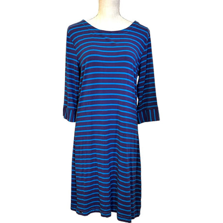 Hatley Striped Ultra Marine Peplum Sleeve Preloved Womens Dress