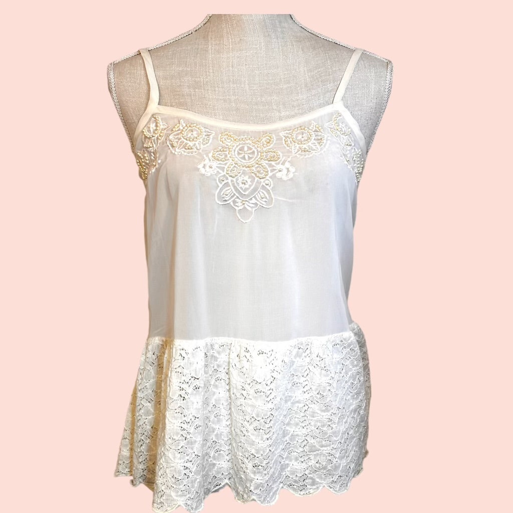 Guess Summer White Womens Lace Tank Top Preloved