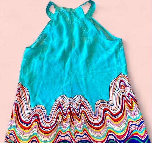 Lily Pulitzer Aqua Reef Womens Silk Halter Top