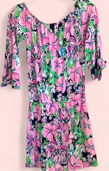 Lily Pulitzer Gainesville Pink and Green Romper