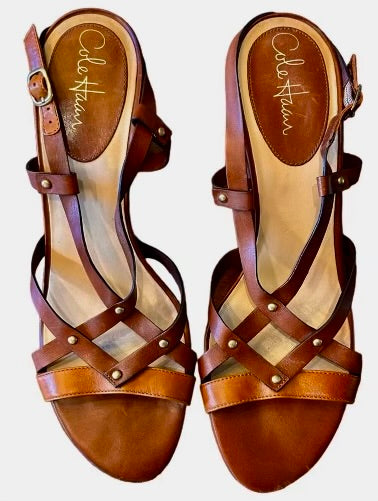 Cole Hann Derby Saddle Strappy Heels Vintage Size 10*