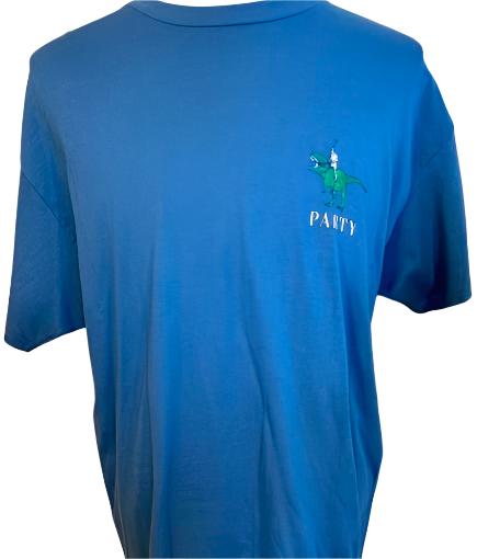 Party Pants T-Rex Polo Mens Tee Blue Size XLarge