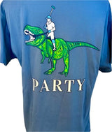 Party Pants T-Rex Polo Mens Tee Blue Size XLarge