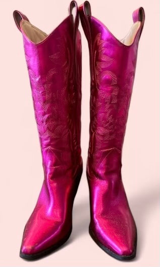 2Sistahs Take2 Flamingo Pink Coastal Cowgirl Boots Vintage Size 7.5*