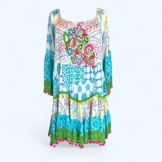 Raga Beachy Boho Embroided Oversized Shirt Dress