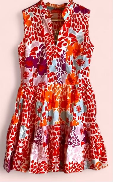 Oliphant New Yoke Antigua Orange Floral Mini Dress