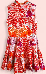 Oliphant New Yoke Antigua Orange Floral Mini Dress