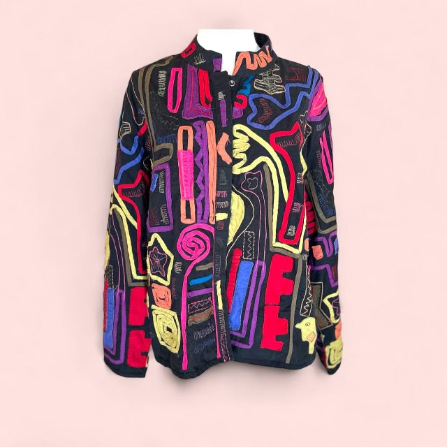 Chicos Basquiat Bird Womens Vintage Blazer*