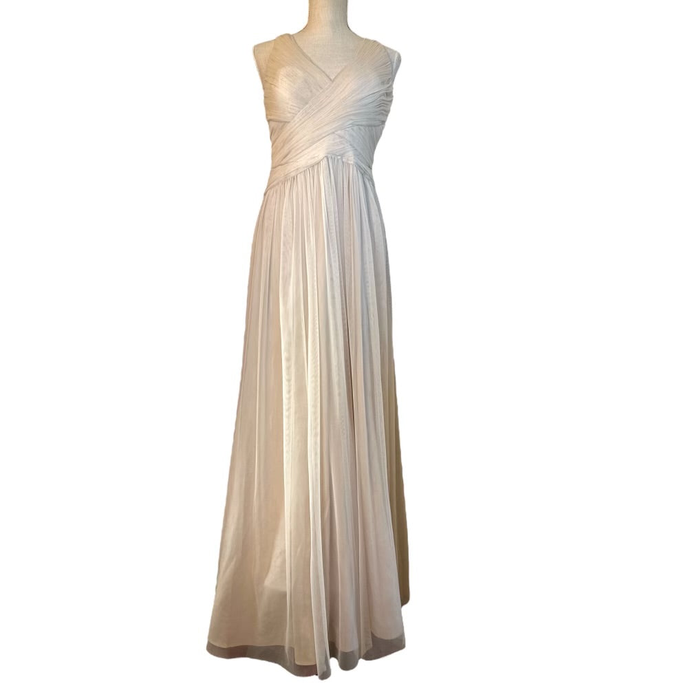 Hitherte by Anthropologie Sheer Champaigne Evening Dress