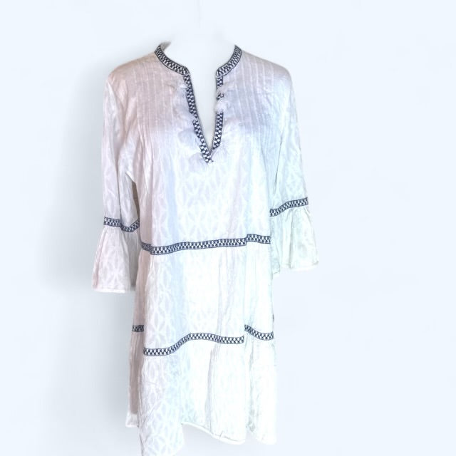 Tommy Bahama Cotton Clip Tier Tunic Tassle Preloved Dress Size XXS*