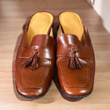 Ralph Lauren Camel Leather Vintage Tassel Mules Size 6*