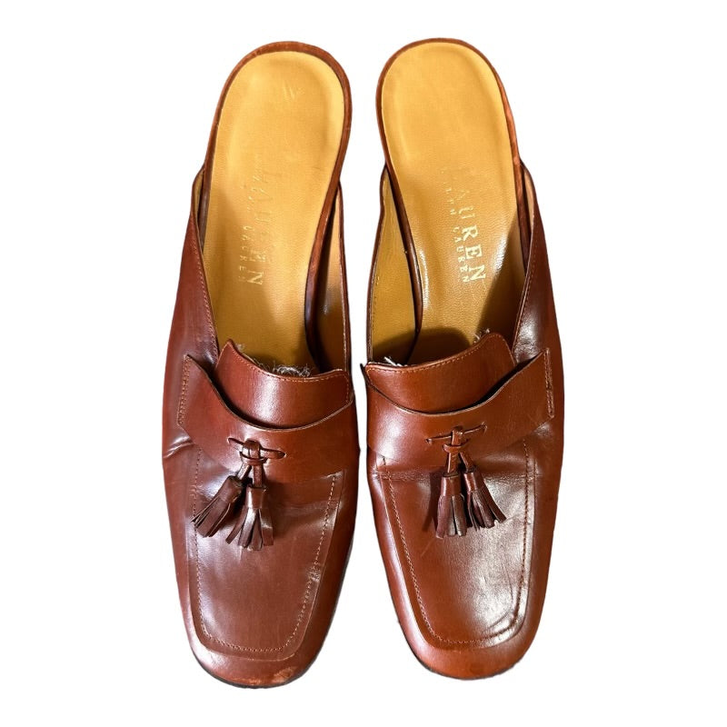 Ralph Lauren Camel Leather Vintage Tassel Mules Size 6*