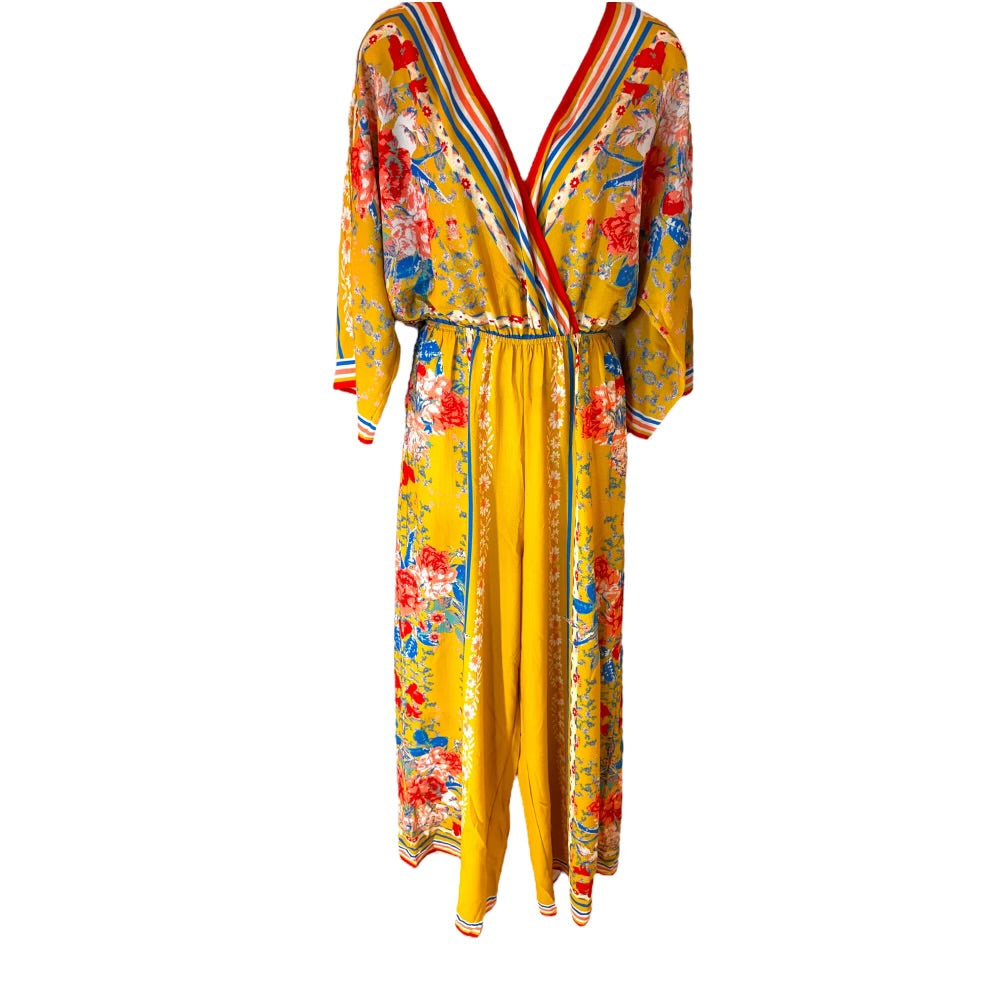 Flying Tomato Yellow Floral Vintage Jumpsuit Preloved Size Small*