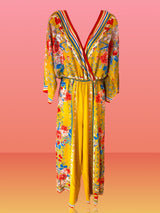 Flying Tomato Yellow Floral Vintage Jumpsuit Preloved Size Small*