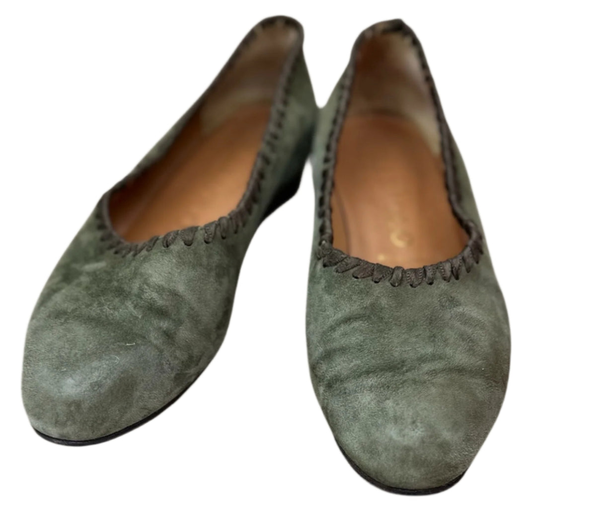 Maraolo Italy Olive Green Suede Comfort Flats Preloved Size 7.5*