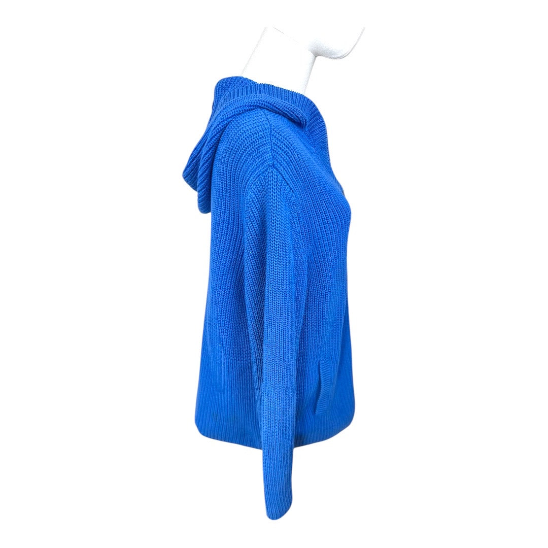 Lauren Ralph Lauren Blue Prelvoed Cardigan Hoodie Sweater Medium*