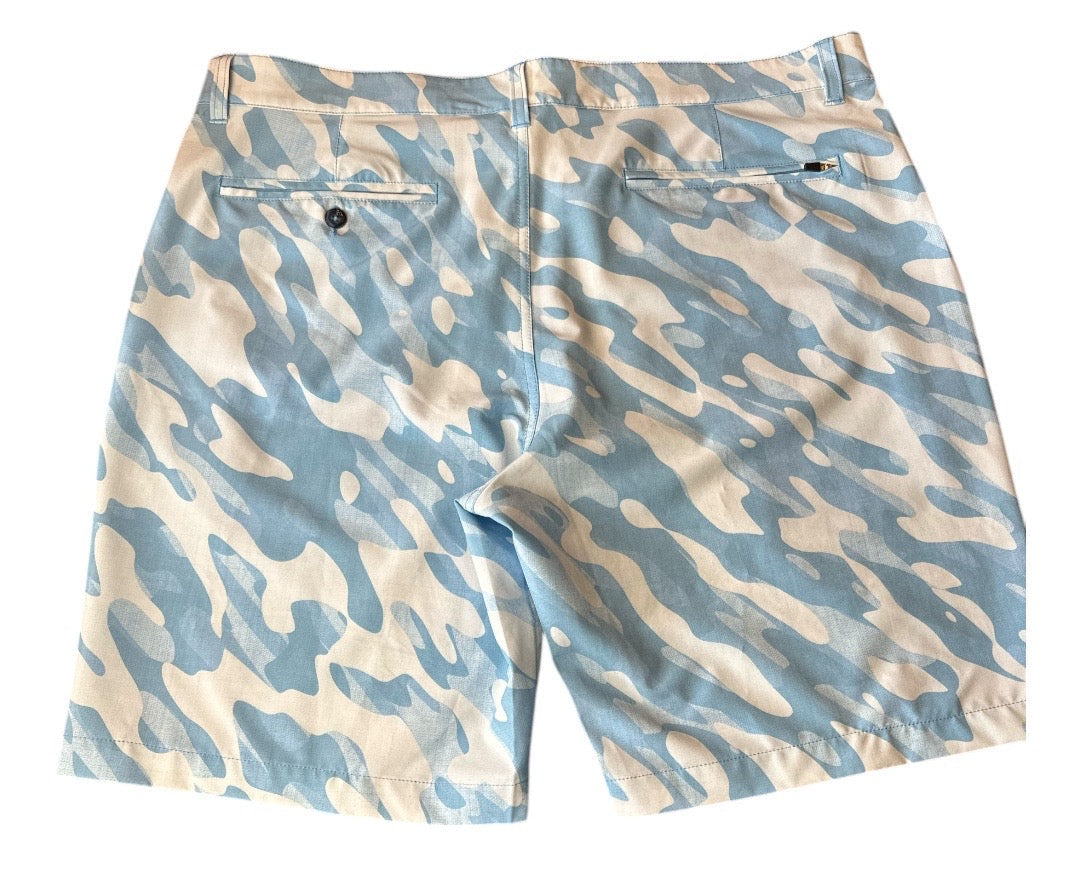 Scales Performance Fishing Mens Light Blue Camouflage Preloved Shorts Size 38*